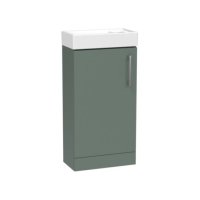 Tucker French Dorking 400mm Floor Standing Single Door Cloakroom Basin Unit Matt Sage Green