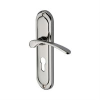 AMB6248-PNF - Heritage Brass Door Handle for Euro Profile Plate Ambassador Design Polished Nickel Finish