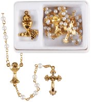 Communion Rosary/Pearl Finish/Gold   (C60471)