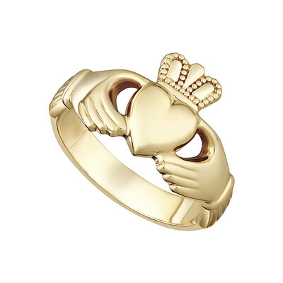 nine karat Gold Heavy Gents Claddagh Ring S2268 from Solvar Jewellers, Ireland