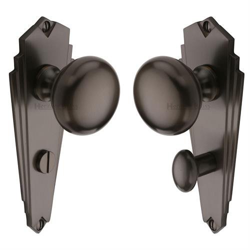 BR1830-MB - Heritage Brass Mortice Knob on Bathroom Plate Broadway Design Matt Bronze Finish