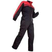 OVERALL WORKZONE EURO POLYCOTTON ZIP BLACK/RED (CEZPC)