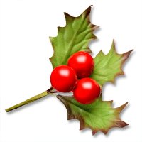3 Holly Leaves Large Berries (H)110mm - Pack of 12