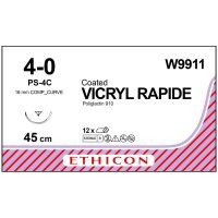 Johnson & Johnson 4/0 Vicryl Rapide Sutures - 45cm x 12 16mm, 3/8 Circle, RC - DMI Dental Supplies Ireland - Next Day Delivery