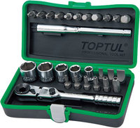 1/4" Dr. Mini Ratchet Socket & Bit Set 27pcs | Toptul QGADW2702