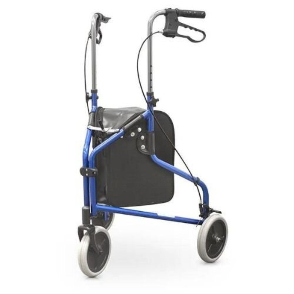 This three wheeled rollator is lightweight and folds flat in a matter of seconds.