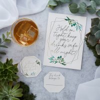 Geometric Greenery Glass Markers & Sign - Pack of 11