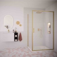 FLAIR ILI SLIDER DOOR 1000MM BRUSHED BRASS WITH CLEAR GLASS