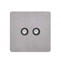 Schneider Ultimate Screwless Twin TV/FM CO-AX Stainless Steel Black|LV0701.0958