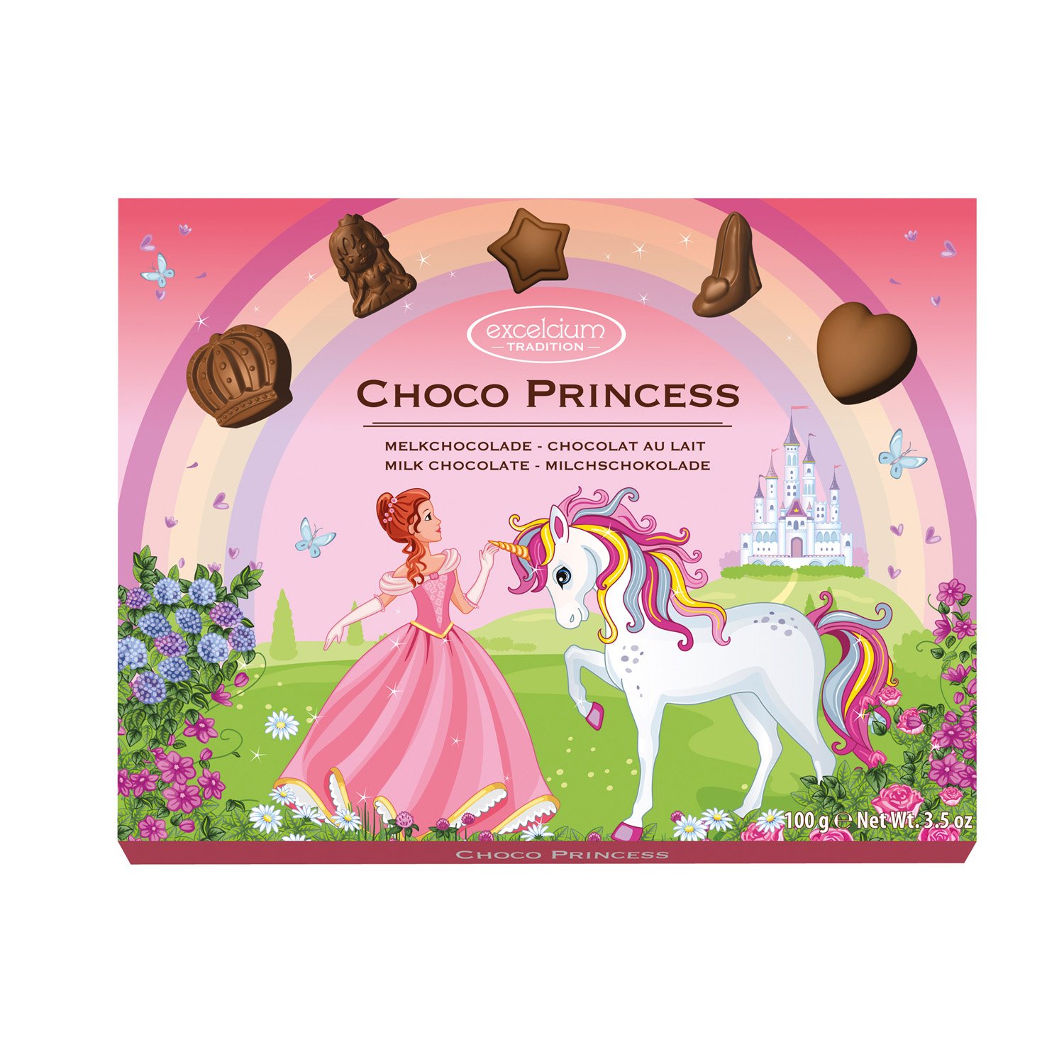 Excelcium solid milk chocolate Princess pieces in carton - 22x100g