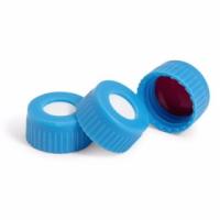 Certified cap, screw top, blue, bonded pre-slit PTFE/silicone septa, 100/pk