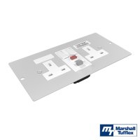 Marshall-Tufflex 4 Compartment Floor Box Accessory Plate - Clean Earth -13Amp Twin Switched RCD Socket Outlet