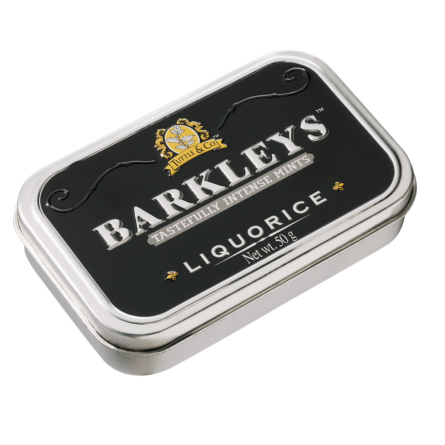 Barkleys classic liquorice mints in luxury tin 6x50g