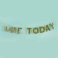 Gold Glitter 'One Today' Card Banner 2m