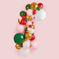 Pink, Red, Green & Gold Balloon Arch Kit - Pack of 64