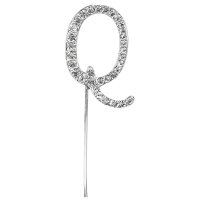 Diamante Letter "Q" On Stem Silver - 4.5cm