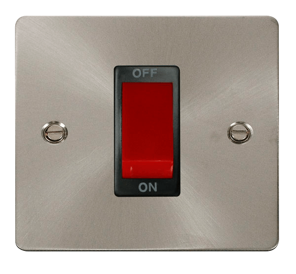 Click Define 1G 45A DP Switch Brushed Steel Black Insert Red Rocker FPBS200BK