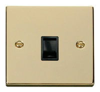Click Deco Victorian Polished Brass with Black Insert Single RJ11 Socket | LV0101.0191