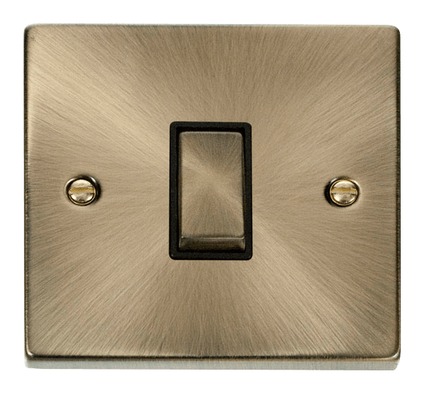 Click Deco 1G 2W Switch Antique Brass Black Insert VPAB411BK