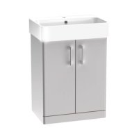 Tucker French Dartford 600mm Floor Standing Two Door Basin Unit Matt Light Grey