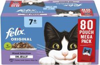 Felix Cat Pouch Original Senior 7+ Mixed Selection Jelly 85g 80pk x 1
