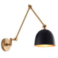 LEHAL SWING ARM WALL LIGHT, ANTIQUE BRASS AND MATT BLACK