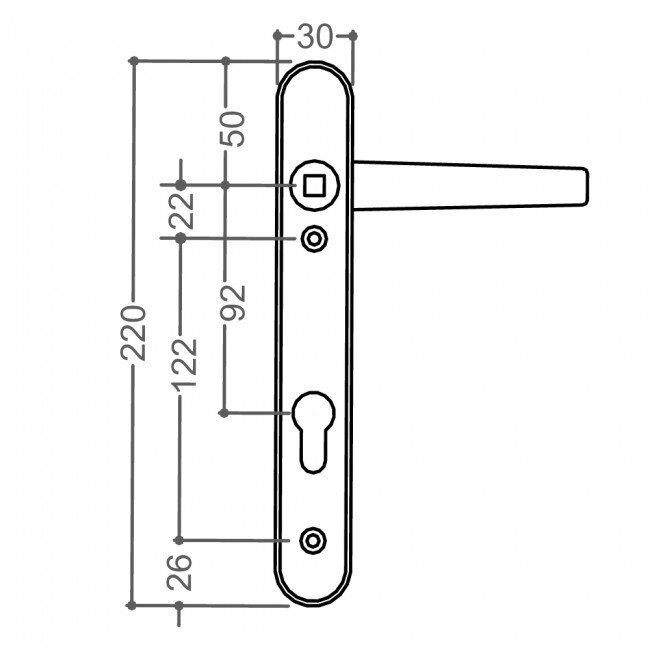 COMBI DOOR HANDLE L/L INLINE GOLD SBP