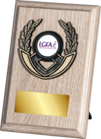 15cm Oak Plaque with Black/Gold Trim (V2251)