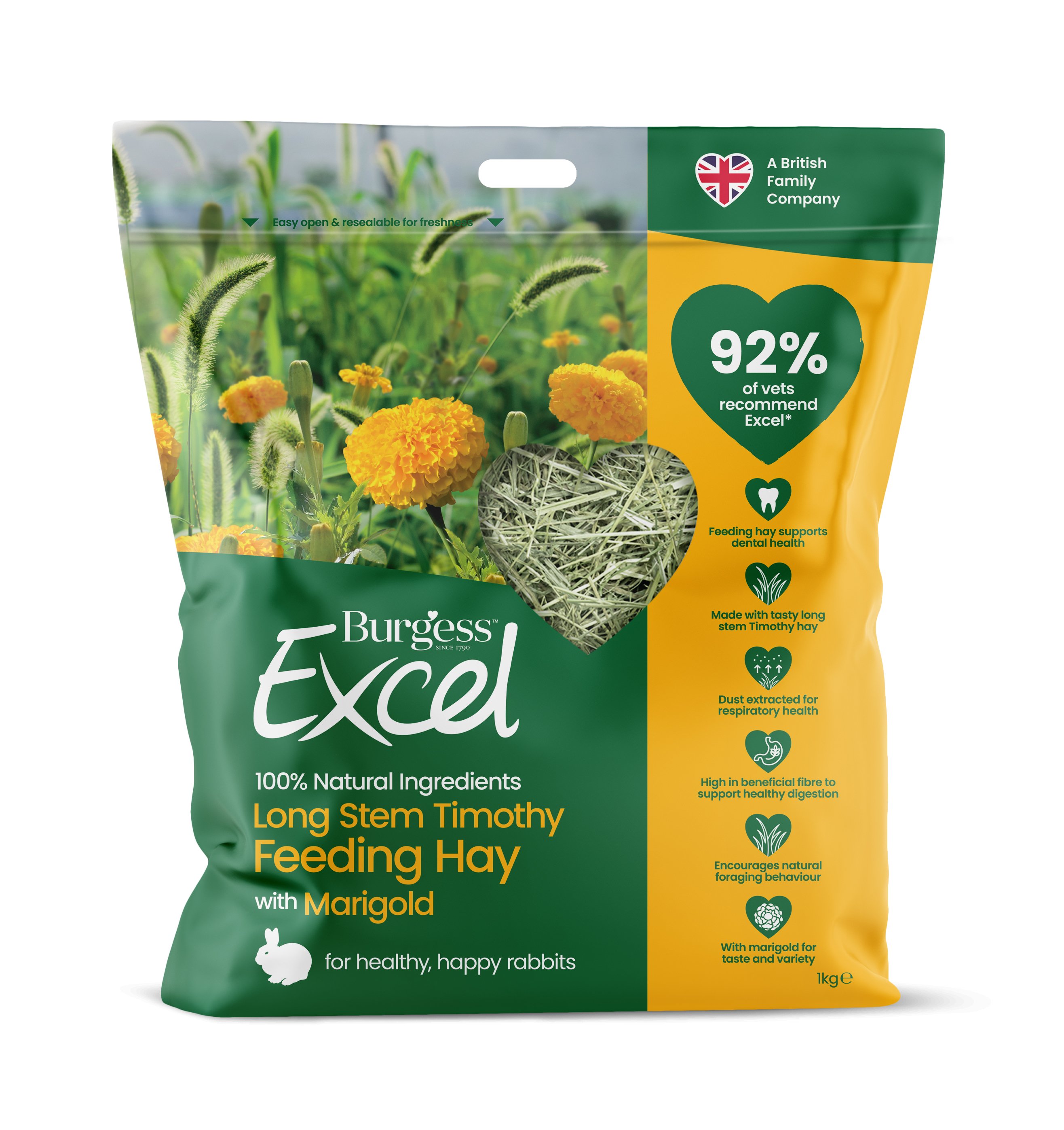 Burgess Excel Long Stem Feeding Hay with Marigold 4x1kg