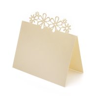 Place Card Laser Flower Ivory - 80 x 120mm