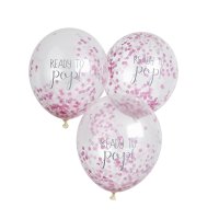 Pink 'Ready To Pop' 12" Latex Confetti Balloons - Pack of 5