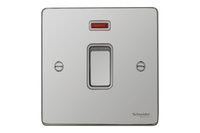 Schneider Ultimate Low Profile 20Amp Double pole switch with neon Polished Chrome with White Insert | LV0701.0051