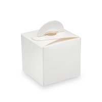 White Silk Square Box With Handle 65 x 65 x 65mm