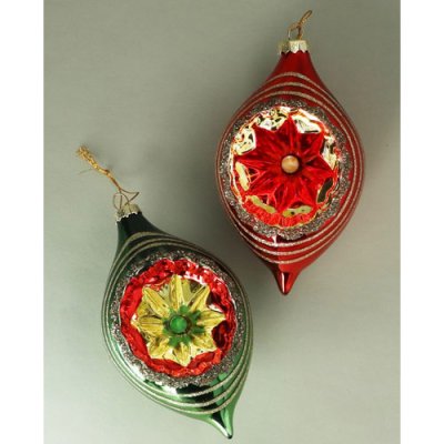 Red & Green Olive Shape Dimple Hanging Decoration