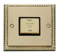 Click Deco Georgian Cast Brass with Black Insert Fan Isolator Switch | LV0101.0043