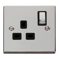 Click Deco VPCH1535BK Polished Chrome 1G 13A SW Socket