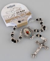 Car Rosary/Single Decade/Glass-Black   (63930)