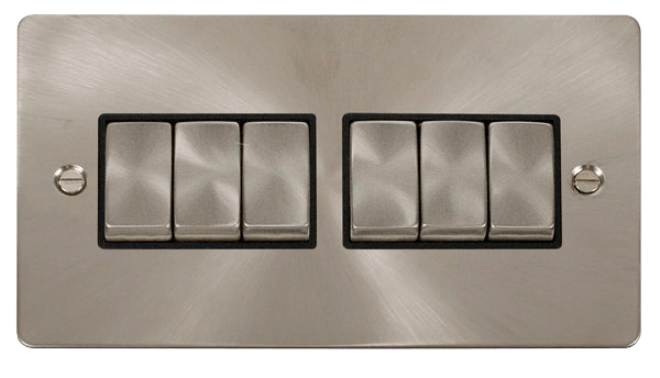 Click Define 6G 2W Switch Brushed Steel Black Insert FPBS416BK