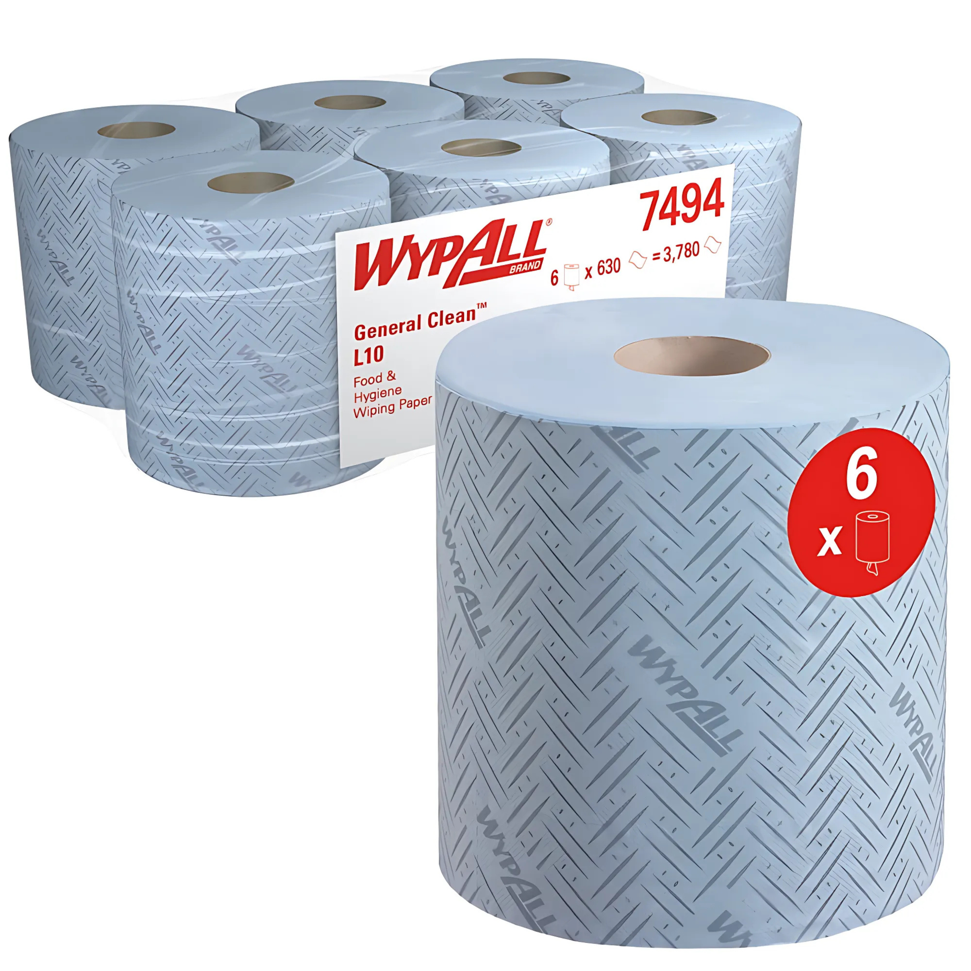 WypAll® L10 Food & Hygiene Wiping Paper, Centrefeed for Roll Control™