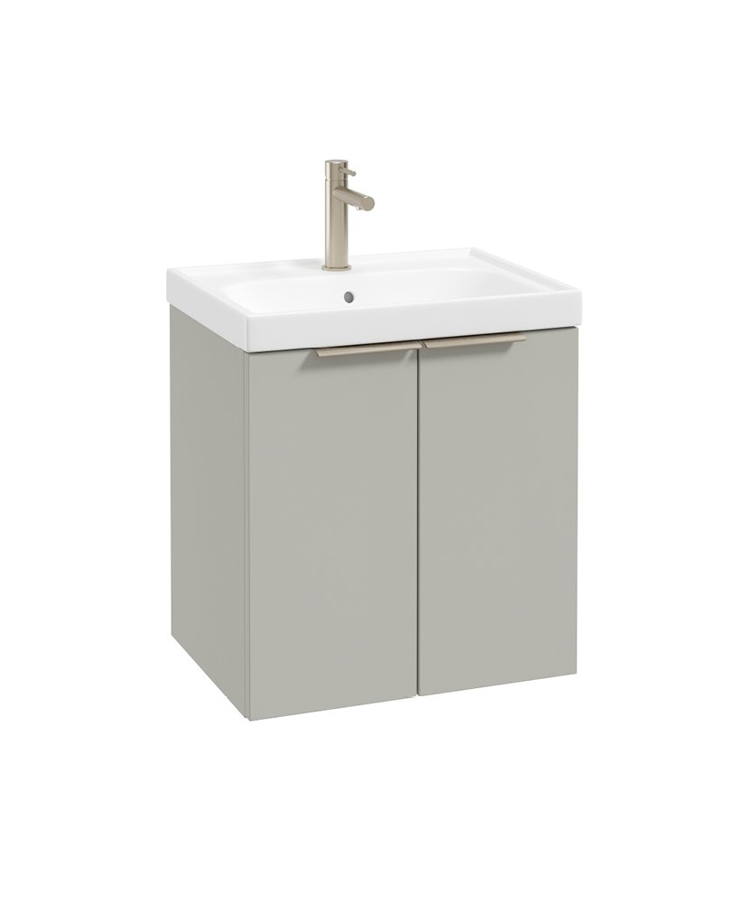 STOCKHOLM WALL HUNG 50CM TWO DOOR VANITY UNIT MATT ARCTIC GREY- BRUSHED NICKEL HANDLE
