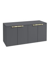 STOCKHOLM 120CM WALL HUNG FOUR DOOR MIDNIGHT GREY MATT COUNTERTOP VANITY UNIT - BRUSHED GOLD HANDLE