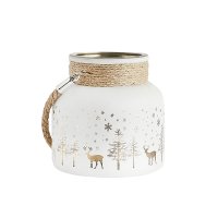 Medium Christmas Candle Holder With Rope - 12 x 12cm