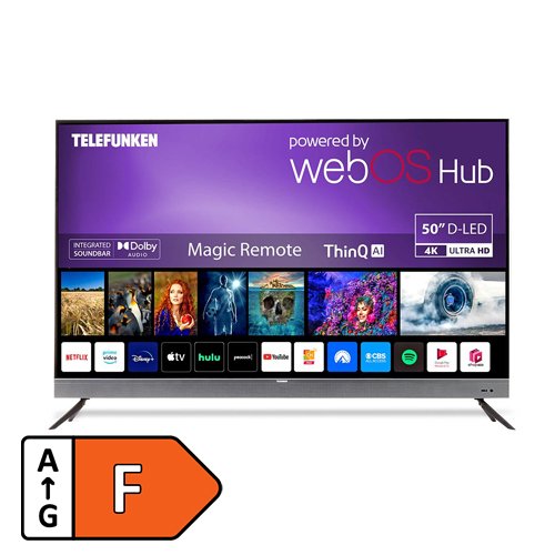 Telefunken 50" DLED UHD WebOS Smart TV with Inbuilt Subwoofer 