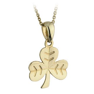9K Gold Emerald Shamrock Necklace 