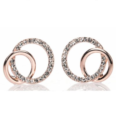 Newgrange Rose Gold Diamante Loop Earrings 