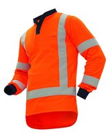 Hi Vis TTMC-W L/Sleeve Vented Cotton Back Lightweight Polo 145gsm