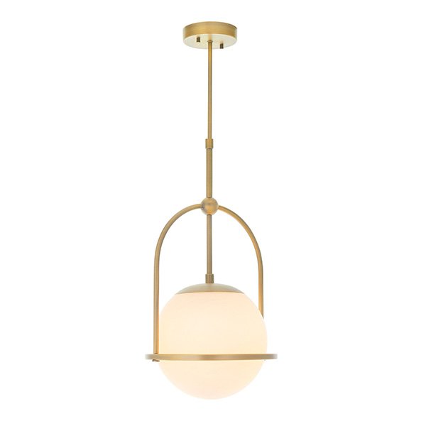 Endon Matt Antique Brass Single Pendant With Opal Glass And Adjustable Stem
