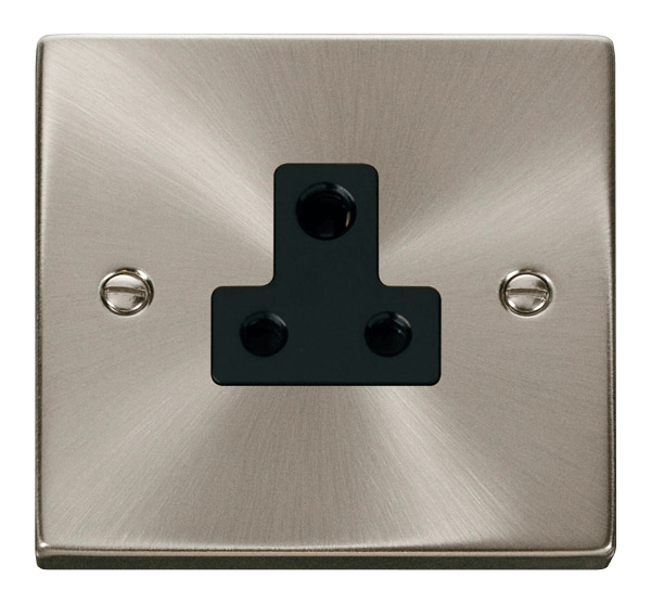 Click Deco 1G 5A Round Pin Socket Satin Chrome Black Insert VPSC038BK