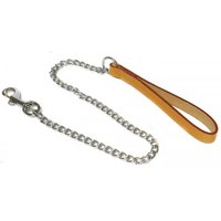 Ancol Leather Chain Lead - Medium 32" Tan x 1