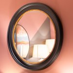 Round 90cm Mirror - Black/Gold 3